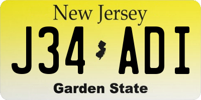 NJ license plate J34ADI