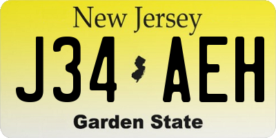 NJ license plate J34AEH