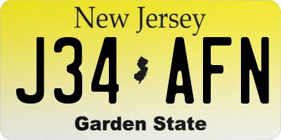 NJ license plate J34AFN