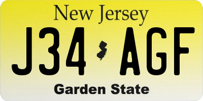 NJ license plate J34AGF