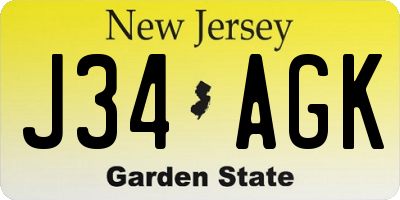 NJ license plate J34AGK