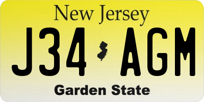 NJ license plate J34AGM