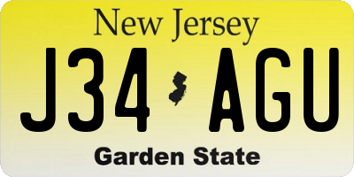 NJ license plate J34AGU