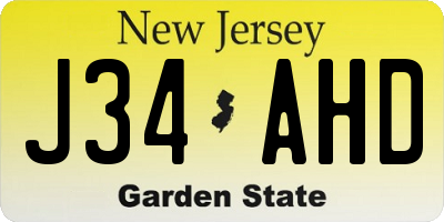 NJ license plate J34AHD