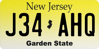 NJ license plate J34AHQ