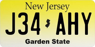 NJ license plate J34AHY