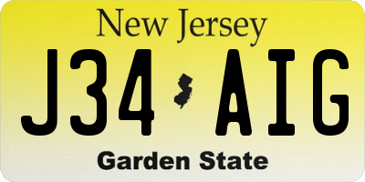 NJ license plate J34AIG