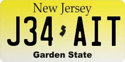 NJ license plate J34AIT