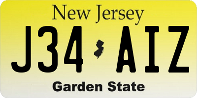 NJ license plate J34AIZ