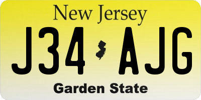 NJ license plate J34AJG