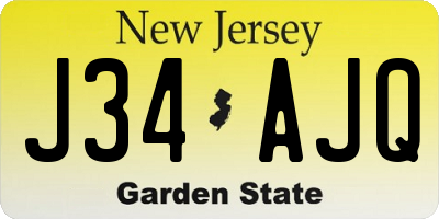 NJ license plate J34AJQ