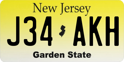 NJ license plate J34AKH