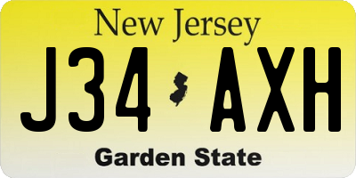 NJ license plate J34AXH