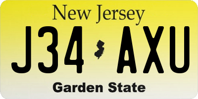 NJ license plate J34AXU