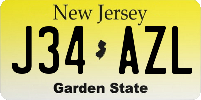 NJ license plate J34AZL