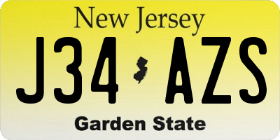 NJ license plate J34AZS