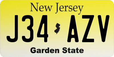 NJ license plate J34AZV
