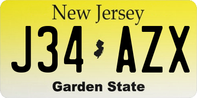 NJ license plate J34AZX