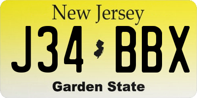 NJ license plate J34BBX