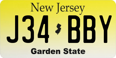 NJ license plate J34BBY