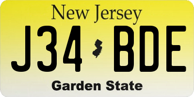 NJ license plate J34BDE