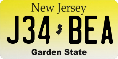 NJ license plate J34BEA