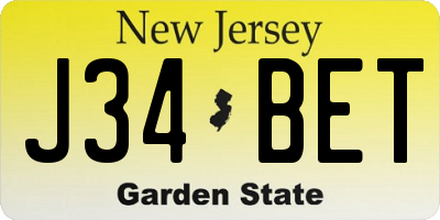 NJ license plate J34BET