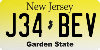 NJ license plate J34BEV