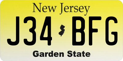 NJ license plate J34BFG