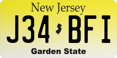 NJ license plate J34BFI