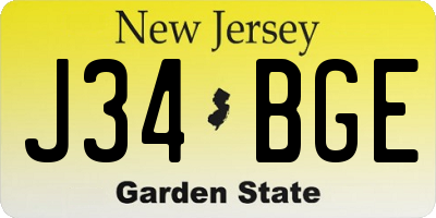 NJ license plate J34BGE