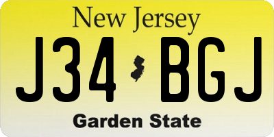NJ license plate J34BGJ