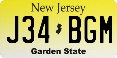 NJ license plate J34BGM