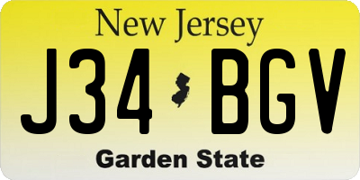 NJ license plate J34BGV