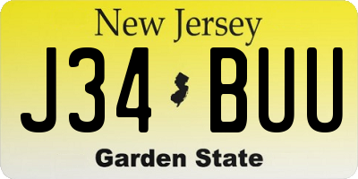 NJ license plate J34BUU