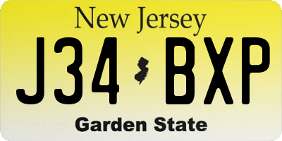 NJ license plate J34BXP