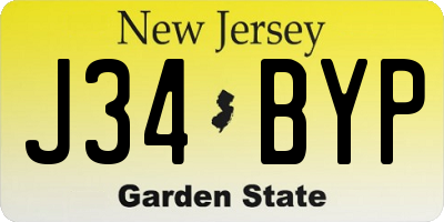 NJ license plate J34BYP