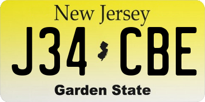 NJ license plate J34CBE