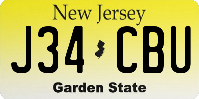NJ license plate J34CBU