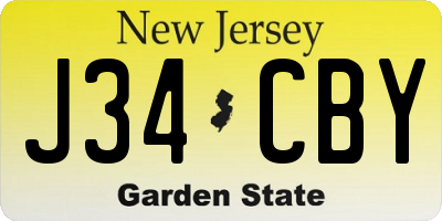 NJ license plate J34CBY