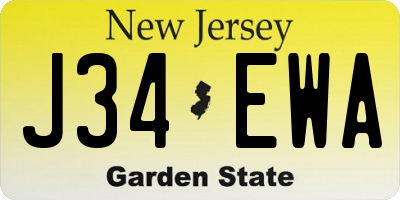 NJ license plate J34EWA