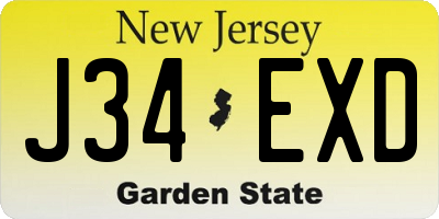 NJ license plate J34EXD