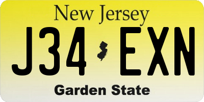 NJ license plate J34EXN