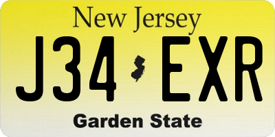NJ license plate J34EXR