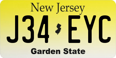 NJ license plate J34EYC