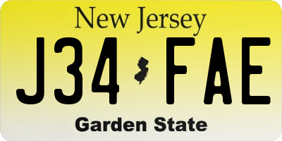 NJ license plate J34FAE