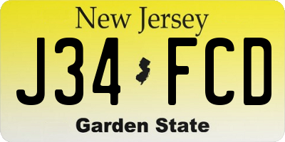 NJ license plate J34FCD