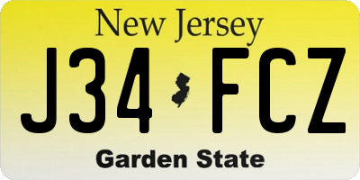 NJ license plate J34FCZ