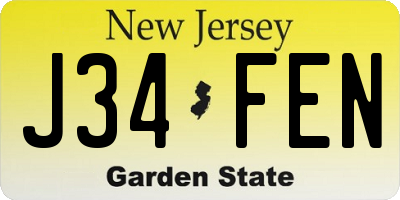 NJ license plate J34FEN