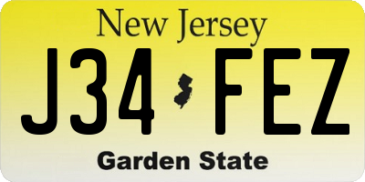 NJ license plate J34FEZ